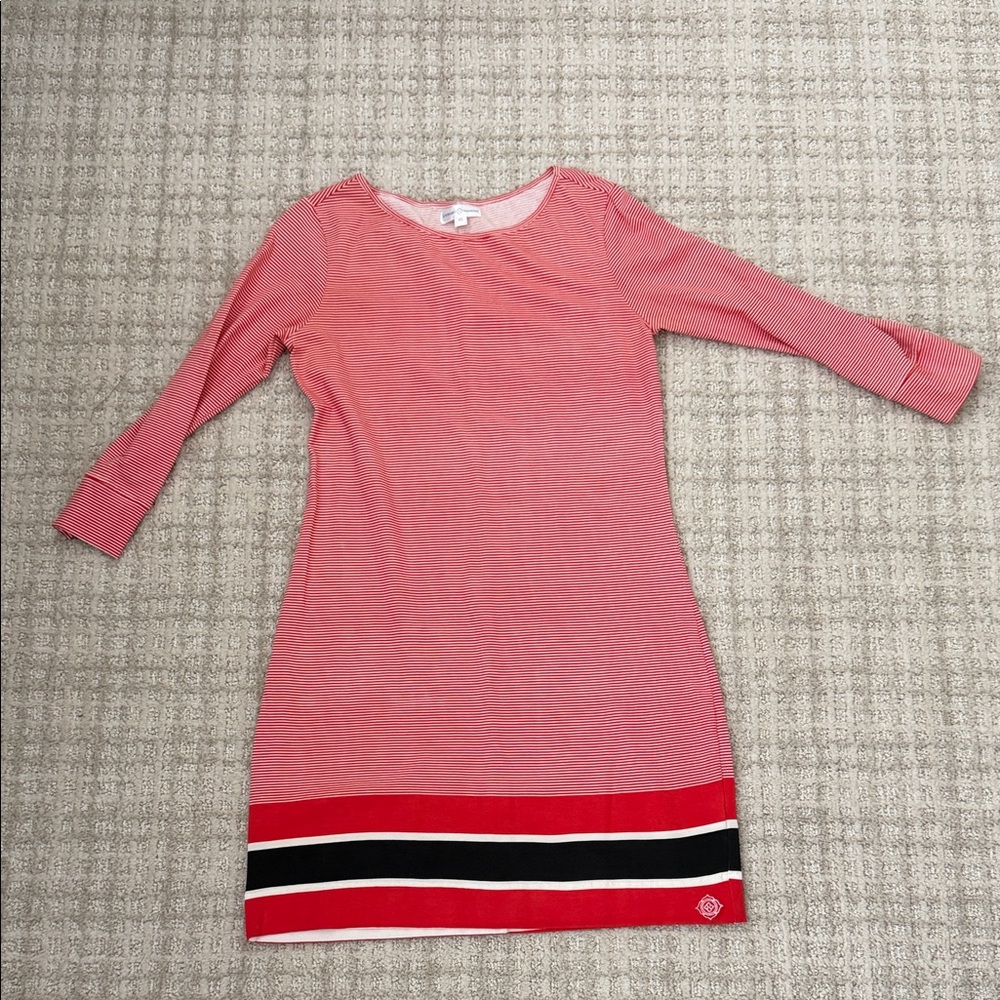 Stewart Simmons Stripe Dress with Contrast Hem Georgia Bulldogs